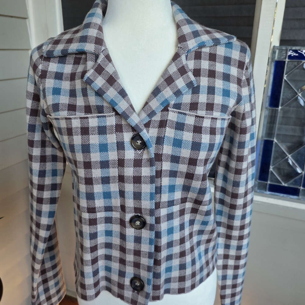 Rachel Zoe Plaid Blazer in Blue and Brown